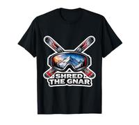 Shred The Gnar Expert Skier Skiing Lover Ski Instructor Mens T-Shirt