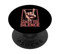 Shred The Silence Heavy Rock Guitar Music Devil's Horn Sign PopSockets Adhesive PopGrip