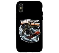 Shred Till You're Dead Skeleton Snowboarding Snowboard Quote Case for iPhone X/XS