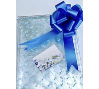 ShredAstic® blue Dot Florist Cellophane wrap/florist card /30mm Pull Bow (2 metres, Royal Blue)