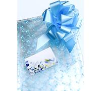 ShredAstic® blue Dot Florist Cellophane wrap/florist card /30mm Pull Bow (5 metres, Pale blue)