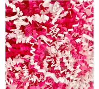 ShredAstic® Cerise and White Shredded Paper ZigZag Crinkle Cut Mix Gift Packaging Baskets Hampers (2000 grams (2 kilo))