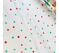 ShredAstic Christmas Dot Red Green Cellophane wrap Film 80cm wide with 3 metres red curling ribbon Hampers Wrap Floral Arrangements Gift Baskets (half metre folded)