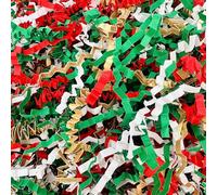 ShredAstic® Christmas Gold Red White Green MIX ZigZag Crinkle Cut Paper Shredded Paper Hamper Gift Packaging Baskets (250 grams)