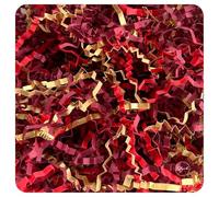 ShredAstic® Christmas Shredded Paper Mix burgundy red gold Crinkle Cut Zigzag crinkle cut Xmas Hamper Fill (50 grams)