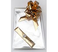 ShredAstic® Clear Florist Cellophane wrap with 30mm Pull Bow (3 metres, Metallic Gold)