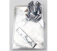 ShredAstic® Clear Florist Cellophane wrap with 30mm Pull Bow (3 metres, Metallic Silver)
