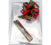 ShredAstic® Clear Florist Cellophane wrap with 30mm Pull Bow (3 metres, Tartan)