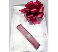 ShredAstic® Clear Florist Cellophane wrap with 30mm Pull Bow (5 metres, Burgundy)