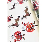 ShredAstic FATHER XMAS REINDEER Christmas Cellophane wrap Film large design 80cm wide with 3 metres red curling ribbon Hampers Wrap Floral Arrangements Gift Baskets (8 metres cut length)