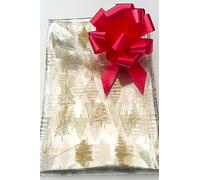 ShredAstic® Gold Christmas Tree Florist Cellophane Hamper Wrap with 30mm Pull Bow (2 Metres, Red)