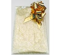 ShredAstic® Gold Scroll Florist Cellophane wrap with 30mm Pull Bow (1 metre, Gold Metallic)