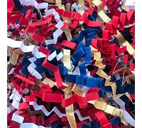 ShredAstic® Kings Coronation Mix Zig Zag Crinkle Cut Shredded Paper Red Blue White Gold Gift Packaging Baskets Hampers (50 grams)