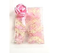 ShredAstic® MOTHERS DAY Cellophane Film Wrap Pink/cream Giftwrap Hamper/pink pull bow (8 metres folded)