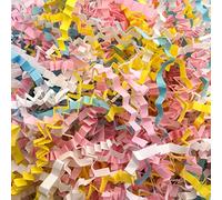 ShredAstic ® Newborn Mix - ZigZag Crinkle Cut Shredded Paper Mix white, pink, blue, yellow Hampers Easter Birthday Baby Shower (20 grams)