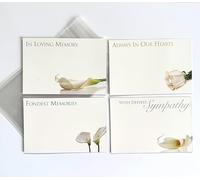 ShredAstic® PACK OF 4 neutral assorted small Florist Funeral flower Message Cards with 4 clear cellophane self seal bags 6 x 9cm (60x90mm)