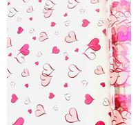 ShredAstic PINK HEARTS on clear cellophane wrap Film Mothers Day Valentines Easter 2 metres folded