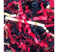 ShredAstic® Regal Coronation Mix Zig Zag Crinkle Cut Shredded Paper Red Black Gold Gift Packaging Baskets Hampers (100 grams)