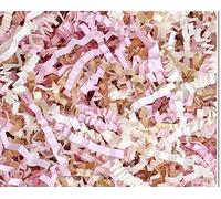 ShredAstic® Rose Pale Pink Ivory Gold Collection MIX Zig Zag Crinkle Cut Shredded Paper Gift Packaging Baskets Hampers (20 grams)