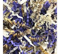 ShredAstic ® Shredded Paper Crinkle Cut Zig Zag CLOVER PURPLE IVORY GOLD Mix gifts baskets hampers crafts (250 grams)
