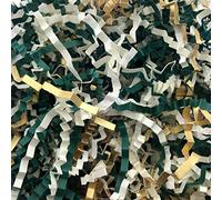 ShredAstic ® Shredded Paper Crinkle Cut Zig Zag DARK GREEN IVORY GOLD Mix gifts baskets hampers crafts (1000 grams (1 kilo))