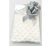 ShredAstic® Silver Dot Florist Cellophane Hamper Wrap with 30mm Pull Bow (2 Metres, Silver)