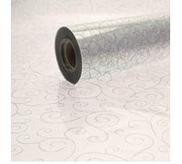 ShredAstic ® Silver Scroll design Florist Cellophane / 3 metres curling ribbon blank card. Anniversary Birthday Xmas hampers occasions gift wrap packaging (2 metres)