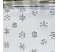 ShredAstic SILVER SNOWFLAKE Christmas Cellophane wrap Film 80cm wide with 3 metres silver curling ribbon Hampers Wrap Floral Arrangements Gift Baskets (8 metres cut length)