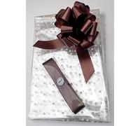 ShredAstic® White Dot Florist Cellophane wrap with 30mm Pull Bow (5 metres, Brown)