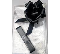 ShredAstic® White Micro Dot Florist Cellophane wrap with 30mm Pull Bow (5 metres, Black)