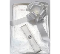 ShredAstic® White Micro Dot Florist Cellophane wrap with 30mm Pull Bow (5 metres, White)