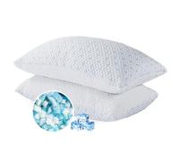 Shredded Memory Foam Pillows Queen Size Set of 2, Cooling Pillows for Sleeping, Adjustable Bed Pillows for Side, Back or Stomach Sleepers, Neck Pillow with Removable Cover, Hot Sleepers (2 Pack)