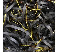 Shredded Paper for Gift Boxes, Glitter Metallic Crinkle Cut Shredded Tissue Paper Multicolor 50g-100g 2-4 Pack(Black Golden,100g*2Pack)