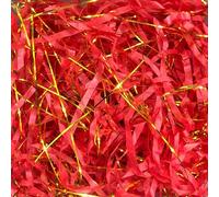 Shredded Paper for Gift Boxes, Glitter Metallic Crinkle Cut Shredded Tissue Paper Multicolor 50g-100g 2-4 Pack(Red Golden,100g*2Pack)
