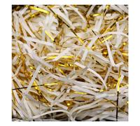 Shredded Tissue Paper, 2-Colour Filling Material Gift Ribbon with Gold Threads Shredded Paper(White,1000 g)