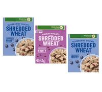 Shredded Wheat Blueberry and Raisin Wheats Breakfast Cereal, Whole Grain, High in Fibre, Vegan, 450g, Pack of 3