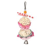 Shredder Ball Toy, Safe Food Coloring, Boredom Relief, Lightweight, Attractive, Soft Cake, Bird Cage Foraging Toy (Double Ball String)