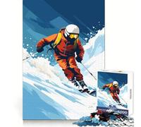Shredding Snow Retro Ski Jigsaw Puzzles 1000 Piece for Teenagers Enhance Memory Leisure Time Solid Cut Santa Wish Item 38x52cm