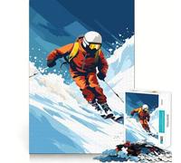 Shredding Snow Retro Ski Jigsaw Puzzles 1000 Piece for Teenagers Enhance Memory Leisure Time Solid Cut Santa Wish Item 38x52cm