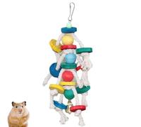 Shredding Toys for Birds, Shredder Toy in Dock, Parrot Toys with Multicolor Natural Wood Blocks, Food Search and Chew Toys, Cagging Accessories