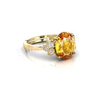 Shree Jewelrs 9.75ct Yellow Sapphire Gemstone Adjustable Gold Plated Oval Original and Certified Natural Pukhraj Unheated Untreated Gemstone Ring for Women and Women