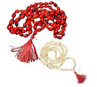 shree jinvar decor Krishna 108 White and Red gunja Combo Set Beads Natural 8mm White Gunja Seeds Chirmi Mala for Pooja, and Mantra Chanting Japa Mala.2 Pcs