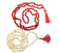 shree jinvar decor The Red and White Gunja Chanothi Mala Rakt White/Gunja -Red Chirmi Beads -Abrus Seed -Gamanchi -Gaunchi -Rati - 108 Beads Necklace.2 Pcs Combo Set