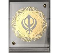 Shree Kreations Gold Plated Khanda Photo Frame - Small, Golden Sikh Khanda For Car, Home, Office, Study Table