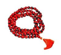 Shree Shyam Gems and Jewellery 108 + 1 Beads Natural 8mm Red Gunja Seeds Chirmi Mala for Pooja, and Mantra Chanting Japa Mala