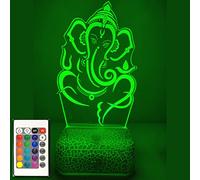 ShreeFit Night Lamp Light Rechargeable Lord Ganesh Ganpati Ganesha 3D Illusion Lamp 16 Colours Changing with Remote Birthday Gifts for Kids Boys Girls Adult
