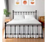 Shreem Linen Queen Microfiber Bed Skirt - White, 12 Inch Drop, Ruffled, Platform Three Sided Coverage