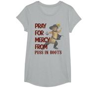 Shrek 2 Pray for Mercy from Puss in Boots T-Shirt, Girls, Heather Grey, Medium