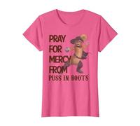 Shrek 2 Pray for Mercy from Puss in Boots T-Shirt, Women, Pink Heather, X-Small