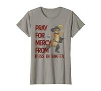 Shrek 2 Pray for Mercy from Puss in Boots T-Shirt, Women, Slate Grey, Medium